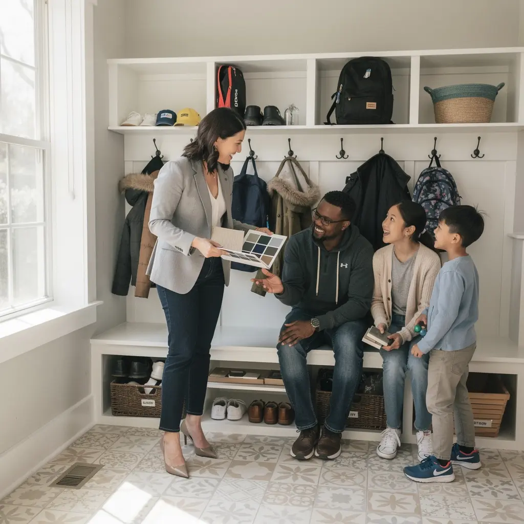 Спальня с мягким освещением и гармоничными цветами для спокойствия.